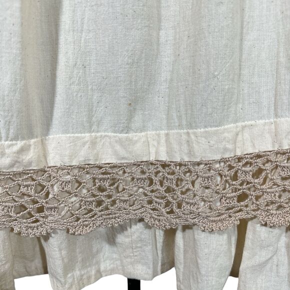 Vintage Monica Richards Boho Mexican Off Shoulder Linen Dress Cottage Ethnic - Picture 9 of 10